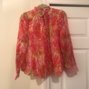 LoveShackFancy Ronalda Lace-Trimmed Blouse